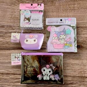Kuromi Sanrio Zip Coin Purse, Glitter Pouch, Fancy Zip Lock Bags NEW Hello Kitty